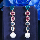 CZ Crystal Dangle Pearl Earrings for Women CZ880