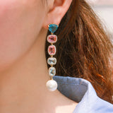 CZ Crystal Dangle Pearl Earrings for Women CZ880