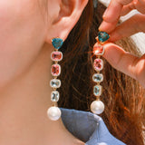 CZ Crystal Dangle Pearl Earrings for Women CZ880