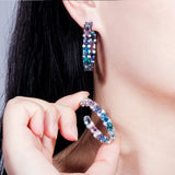 CWWZircons CZ Hoop Earrings, Round Crystal Women Jewelry Gift CZ580