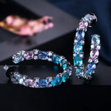 CWWZircons CZ Hoop Earrings, Round Crystal Women Jewelry Gift CZ580
