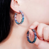 CWWZircons CZ Hoop Earrings, Round Crystal Women Jewelry Gift CZ580