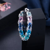 CWWZircons CZ Hoop Earrings, Round Crystal Women Jewelry Gift CZ580