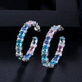 CWWZircons CZ Hoop Earrings, Round Crystal Women Jewelry Gift CZ580