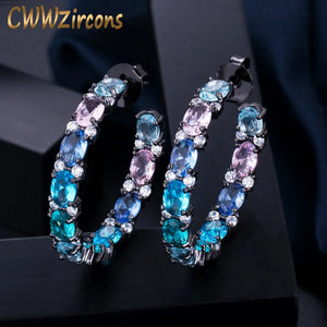 CWWZircons CZ Hoop Earrings, Round Crystal Women Jewelry Gift CZ580
