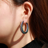 Red CZ Pave Setting Hoop Earrings for Women CZ832