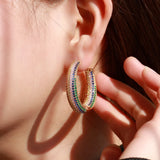 Red CZ Pave Setting Hoop Earrings for Women CZ832
