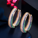 Red CZ Pave Setting Hoop Earrings for Women CZ832