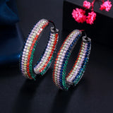Red CZ Pave Setting Hoop Earrings for Women CZ832