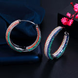 Red CZ Pave Setting Hoop Earrings for Women CZ832