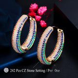 Red CZ Pave Setting Hoop Earrings for Women CZ832