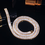 CZ Baguette Tennis Chain Choker Necklace for Women Costume Jewelry