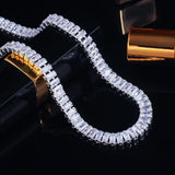 CZ Baguette Tennis Chain Choker Necklace for Women Costume Jewelry