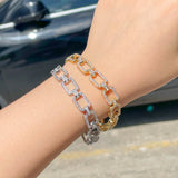 Yellow Cuban Link Chain Bracelet with Micro Pave Zirconia Stones