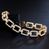 Yellow Cuban Link Chain Bracelet with Micro Pave Zirconia Stones