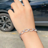 Yellow Cuban Link Chain Bracelet with Micro Pave Zirconia Stones