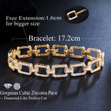 Yellow Cuban Link Chain Bracelet with Micro Pave Zirconia Stones