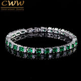 CZ Paved Square Green Stone Bracelet for Women