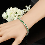 CZ Paved Square Green Stone Bracelet for Women