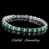 CZ Paved Square Green Stone Bracelet for Women
