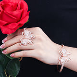 CWWZircons Geometric Butterfly Shape Wide Silver Bangle