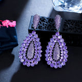 Dark Purple CZ Dangle Wedding Bridal Earrings CZ133