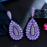 Dark Purple CZ Dangle Wedding Bridal Earrings CZ133