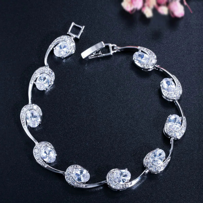 CWWZircons Red Cubic Zirconia Ladies Tennis Bracelet High Women Hand Jewelry