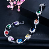 CWWZircons Red Cubic Zirconia Ladies Tennis Bracelet High Women Hand Jewelry