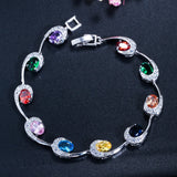 CWWZircons Red Cubic Zirconia Ladies Tennis Bracelet High Women Hand Jewelry