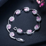 CWWZircons Red Cubic Zirconia Ladies Tennis Bracelet High Women Hand Jewelry