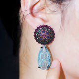 CZ Flower Drop Earrings for Women Vintage Wedding Prom Jewelry