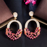 Chunky Hot Pink CZ Dangle Drop Earring for Wedding