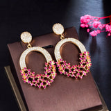 Chunky Hot Pink CZ Dangle Drop Earring for Wedding