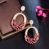 Chunky Hot Pink CZ Dangle Drop Earring for Wedding