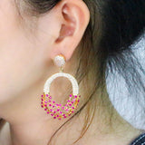 Chunky Hot Pink CZ Dangle Drop Earring for Wedding