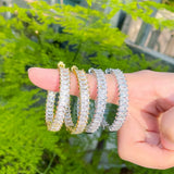 CZ Baguette Bamboo CZ Hoop Earrings for Women CZ Statement Jewelry