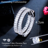 CZ Baguette Bamboo CZ Hoop Earrings for Women CZ Statement Jewelry
