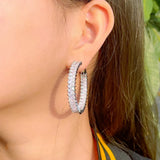 CZ Baguette Bamboo CZ Hoop Earrings for Women CZ Statement Jewelry