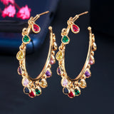 CWWZircons CZ Rainbow Circle Hoop Earrings Boho Jewelry