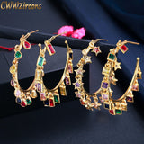 CWWZircons CZ Rainbow Circle Hoop Earrings Boho Jewelry