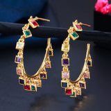 CWWZircons CZ Rainbow Circle Hoop Earrings Boho Jewelry