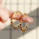 CWWZircons CZ Rainbow Circle Hoop Earrings Boho Jewelry