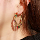CWWZircons CZ Rainbow Circle Hoop Earrings Boho Jewelry