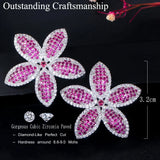 CWWZircons Big Flower Leaf Earrings CZ662