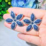 CWWZircons Big Flower Leaf Earrings CZ662