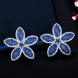 CWWZircons Big Flower Leaf Earrings CZ662