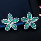 CWWZircons Big Flower Leaf Earrings CZ662