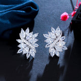 CWWZircons Flower CZ Stones Ear Clip Earrings CZ160