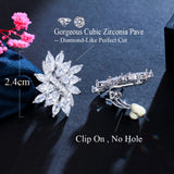 CWWZircons Flower CZ Stones Ear Clip Earrings CZ160